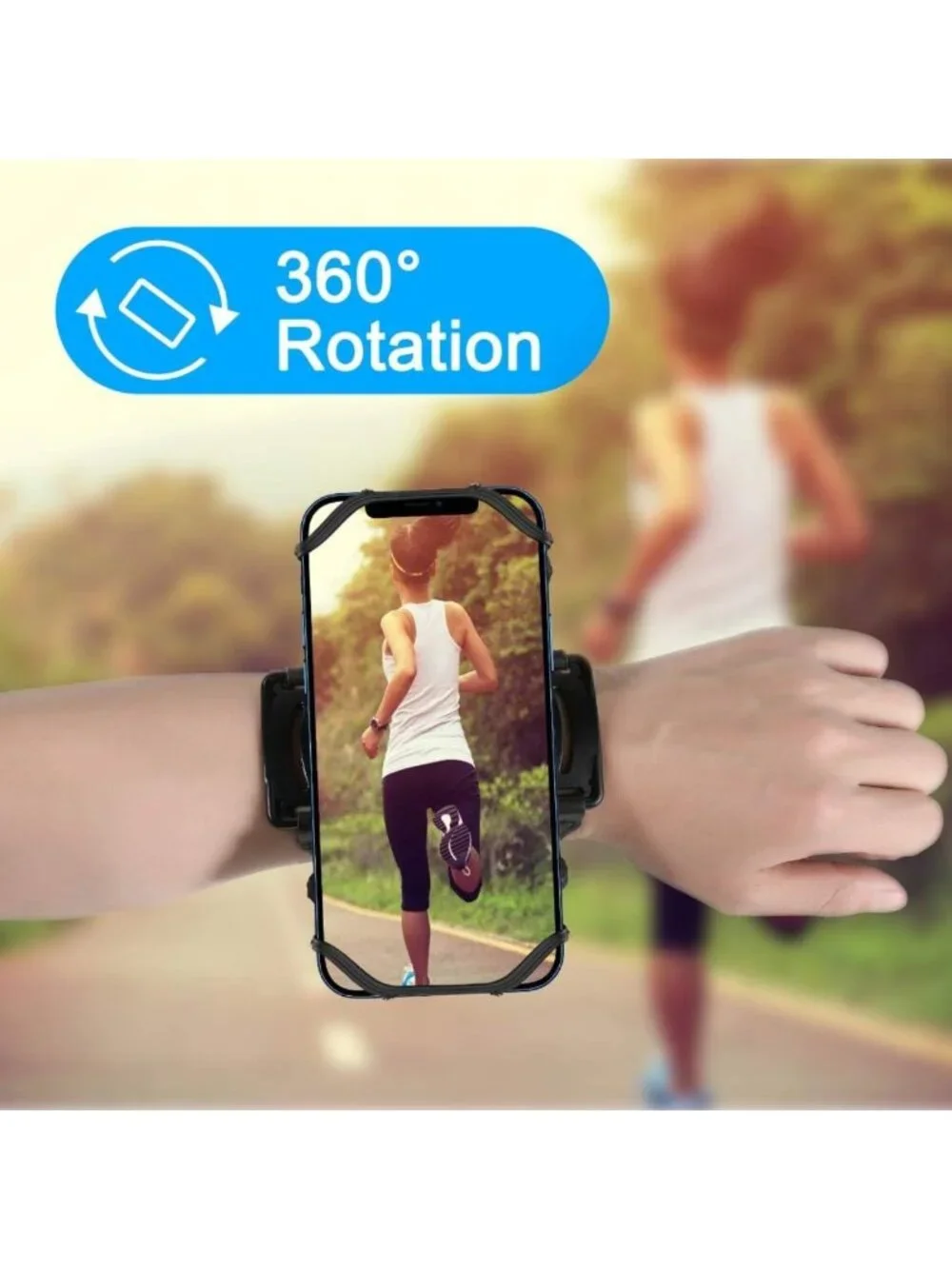 360° Rotatable Wristband Phone Holder for Running, Fits 4-6.7